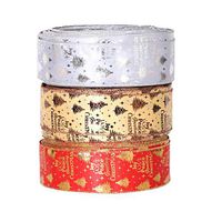 Amosfun 3pcs Christmas Grosgrains Ribbons Gift Wrapping Ribbons DIY Satin Ribbons for Crafts Hair Bow Xmas Party Supplies Decoration