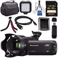 Panasonic HC-WXF991 HC-WXF991K 4K Ultra HD Camcorder with Twin Camera + Sony 32GB SDHC Card + Flexible Tripod + Carrying Case + Memory Card Wallet + Card Reader + Mini HDMI Cable + LED Light Bundle