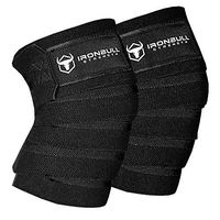 Iron Bull Strength Knee Wraps (1 Pair) - 80" Elastic Knee and Elbow Support & Compression - for Weightlifting, Powerlifting, Fitness, WODs & Gym Workout - Knee Straps for Squats (Black)