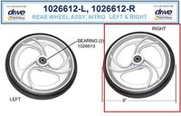 Right Rear Wheel Assembly with Bearings for Drive RTL10266 Nitro Rollator Walker
