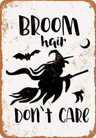 3 Pack 2 Pcs 8" x 12" Metal Sign - Broom Hair, Don't Care, Witch and Bats - Vintage Look