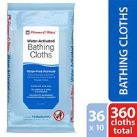Pharma-C-Wipes Water Activated Bathing Cloths - Rinse Free - Thick, Pretreated Washcloths (36 Packs of 10 Wipes)