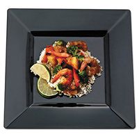EMI Yoshi Koyal Square Dinner Plates, 10.75-Inch, Black, Set of 120
