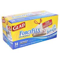 Glad Kitchen Trash Bag Force-Flex Tall 13 Gal. 0.90mil White 34 Bags / Box