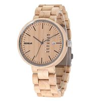 REDEAR Handmade Maple Wood Wrist Watch for Unisex with Calendar