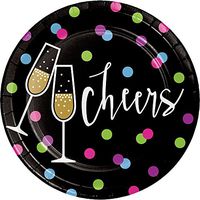 Creative Converting 324190 96-Count Sturdy Style Dessert/Small Paper Plates New Years Cheers