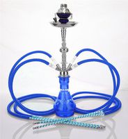 4 hose 23" Helow Blue Hookah Shisha Nargila water glass vase pipes smoke sale