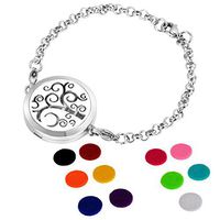 HOUSWEETY Aromatherapy Essential Oil Diffuser Bracelet Locket Jewelry with 11 Refill Pads (Non-Engraving)
