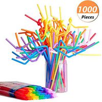 Onwon 1000 Pcs Extra Long Disposable Flexible Drinking Straws, 10.2 Inch Party Colorful Neon Straws