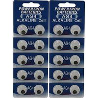 Powertron Button Cell Watch Battery LR626 AG4 Pack of 20 Batteries