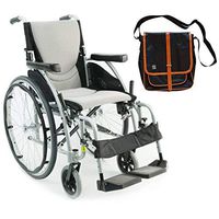 Karman S-Ergo 115 Ultra Lightweight Ergonomic Wheelchair | Seat Size 20" X 17" | Swing Away Footrest | Quick Release Wheels in Silver & Free Black Medical Utility Bag with Trim!
