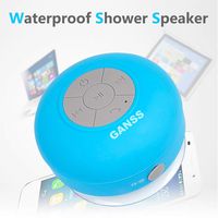 GANSS Waterproof Bluetooth Shower Speaker,Mini Shower Portable Speakers with Suction Cup Handsfree, Up to 4-Hour Playtime, Built-in Microphone for Calls for iPhone, iPod, iPad, Samsung(Blue)