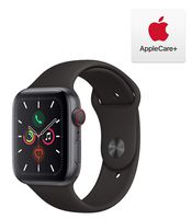 Apple Watch Series 5 (GPS + Cellular, 44mm) - Space Gray Aluminum Case with Black Sport Band with AppleCare+ Bundle