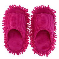 Microfiber Slippers Floor Cleaning Mop Men and Women House Dusting Slippers Floor Dust Dirt Cleaning Slipper (Red, women 10-11)