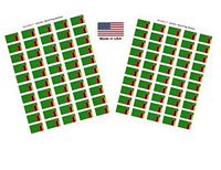 Made in USA! 100 Country Flag 1.5" x 1" Self Adhesive World Flag Scrapbook Stickers, Two Sheets of 50, 100 International Sticker Decal Flags Total (Zambia)