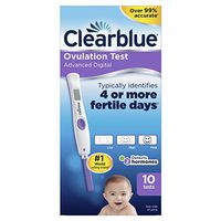 Clearblue Advanced Digital Ovulation Predictor Kit, Featuring Advanced Ovulation Tests with Digital Results, 10 Ovulation Tests, Packaging May Vary