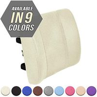 Viteps Lumbar Support Pillow / 100% Pure Memory Foam Lower Back Cushion with 2 Adjustable Straps Perfect for Computer - Office Chair - car seat/Breathable Machine Washable Cover (Off-White, 1)