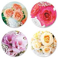 Roses and Lace Anniversary Stickers- Set of 24 Round Evelope Seals