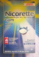 Nicorette White Ice Mint Nicotine Stop Smoking OTC Gum 4mg 200 Count