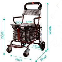 GGYDD Rolling Walker with Seat,Elderly Supermarket Cart Lightweight Folding Aluminum Rollator Walker Trolley-g 44x60x90cm(17x24x35)