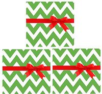 CakeSupplyShop 3pack Christmas Wrap Wrapping Paper Collection (Green Chevron)
