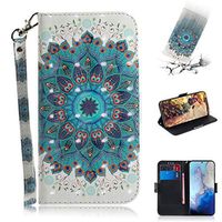 Strap 3D Wallet Case for Samsung Galaxy S20 Ultra,Aoucase Ultra Slim Fancy Painted Magnetic Soft Silicone Card Slot Stand PU Leather Case with Black Dual-use Stylus - Peacock Flower