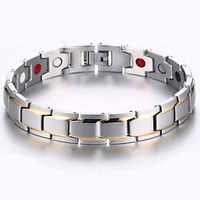 Reizteko Titanium Magnetic Therapy Health Bracelet - 2019 New Pure Row 4 Elements Magnetic Therapy Bracelets (C.Silver&Gold for Men)