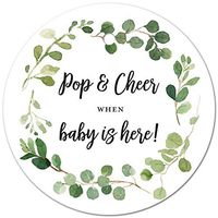 Greenery Mini Champagne Bottle Tags Baby Shower Round Favor Tags (2" x 2") - 24 Count