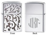 Personalized Zippo Filigree High Polish Chrome Lighter with Free Monogram