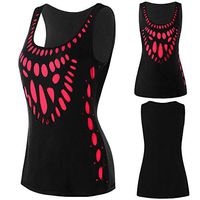 BXzhiri Vest for Women Footprint Printing Cut Out Round Neck Tunic Blouse Crop Tops T- Shirt Camis Black