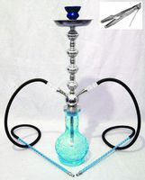 2 hose 26" Blue Hookah shisha nargila bar smoking pipe glass water Vase pipe