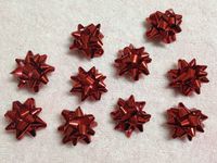 20pc 1" Metallic Mini Star Confetti Bows Christmas Gift Wrap Bows (Red)