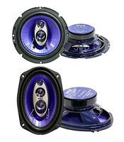 2) Pyle PL63BL 6.5" 360W 3-Way + 2) 6x9" 400W 4-Way Car Coaxial Speakers - Blue