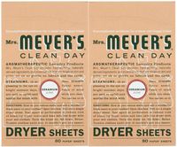 Mrs. Meyer's Clean Day Dryer Sheets - Geranium - 80 ct - 2 pk