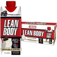 Lean Body Ready-to-Drink Cookies and Cream Protein Shake, 40g Protein, Whey Blend , 0 Sugar, Gluten Free, 22 Vitamins & Minerals, (Recyclable Carton & Lid - Pack of 12)  LABRADA