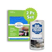 BKF Cooktop Cleanser Powder & Home Scubber Polishing Cookware Cleanser - 2PC set - shines stainless steel, ceramic, porcelain, aluminum and copper cookware