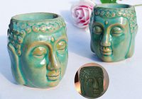 Set of 2 Nice Essential Oil Burner Diffuser Aroma Aromatherapy Air Freshener Buddha Shakyamuni Ceramic for Yoga SPA Meditation