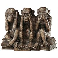 Design Toscano Hear-No, See-No, Speak-No Evil Monkeys Animal Statue Three Truths of Man Figurine, 7 Inch, Polyresin, Bronze Finish