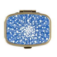 Cecillia Bling Glitter Stars Decorative Boxes Bronze Rectangular Pill Box Medicine Tablet Holder Wallet Organizer Case for Pocket or Purse