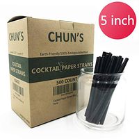 Paper Cocktail Straws 5 inch - 500 ct. Biodegradable Short Black Paper Drinking Straws Bulk, FSC and FDA Certified, for Drinks, Restaurant, Bar, Food Services by CHUN'S STORE