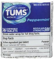 Tums Antacid Calcium Supplement Regular Strength Peppermint Tablets 3-Count