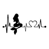 856store Big Promotion Waterproof Removable Mermaid Heartbeat Lifeline Art Fashion Car Sticker Decal