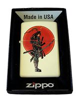 Zippo Custom Lighter - Japanese Warrior Samurai w/Bloody Sword Cream Matte - Gifts for Him, for Her, for Boys, for Girls, for Husband, for Wife, for Them, for Men, for Women, for Kids