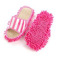 Frjjthchy Microfiber Dusting Slippers Detachable Floor Cleaning Mop Shoes Men and Women House Dusting Slippers (Pink)