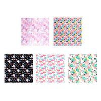 Toyvian Gift Wrapping Paper - Unicorns / Flamingo / Flower Design for Kids Birthday,Party, Wrap - 5 Rolls