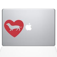 The Decal Guru Heart Dachshund MacBook Decal Vinyl Sticker - 13" MacBook Pro (2016 & Newer) - Red (1324-MAC-13X-DR)