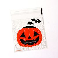 Awerise Pack of 100 Halloween Cellophane Bags, Trick or Treat Cello Bags, Party Favor Bags, Candy Bags, Self Adhesive Bags (Design 1)