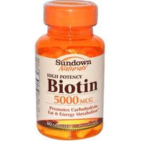 High Potency Biotin, 5000 mcg, 60 Capsules by Sundown Naturals