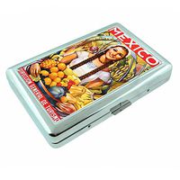 Metal Silver Cigarette Case Vintage Poster D-045 Young Girl with Fruits Mexico Vintage