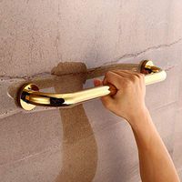 YUTU JFS01 Polished Zirconium Gold Solid Brass Safety Grab Bar 13.7-inch Bathroom Radian Angle Grab Holder